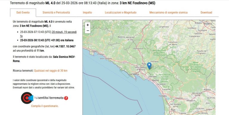 Terremoto alle 8,13 del 25 marzo 26