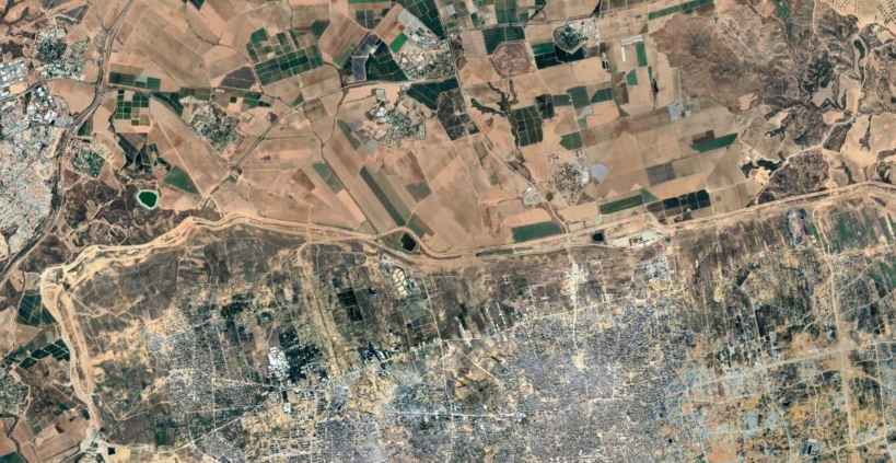 Da Google Maps: la Striscia di Gaza e il confine con Israele